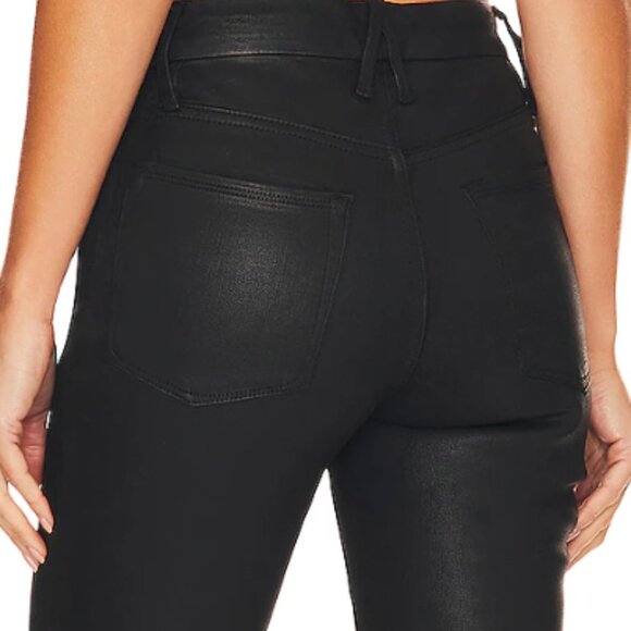 Good American Good Straight Coated Black Jeans Size 12 (Waist 31) (leather look) - Picture 3 of 14